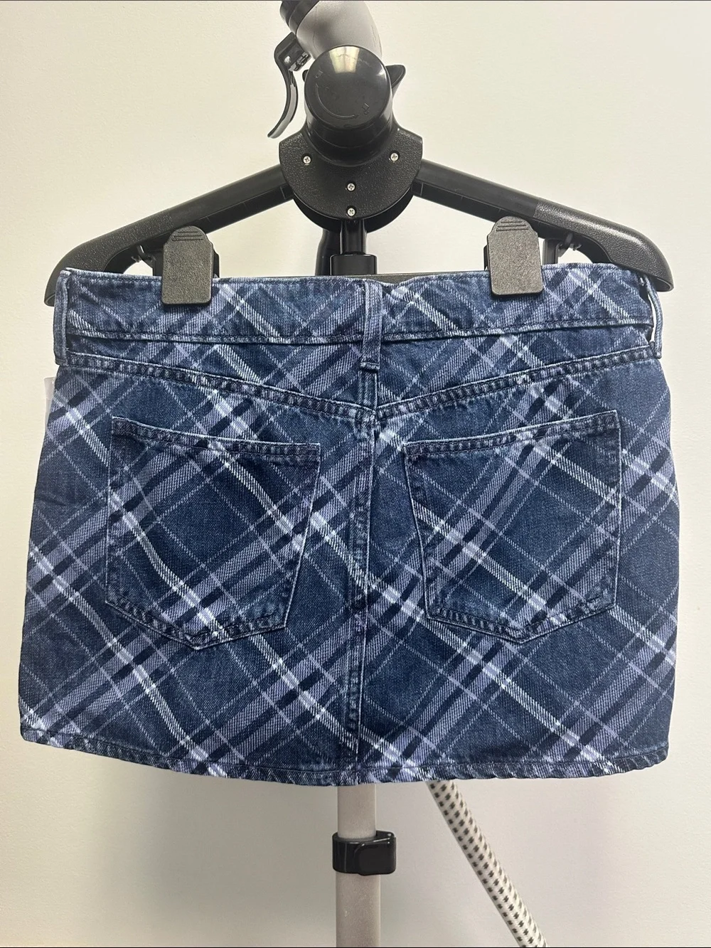 GAP Navy Blue Plaid Denim Mini Skirt